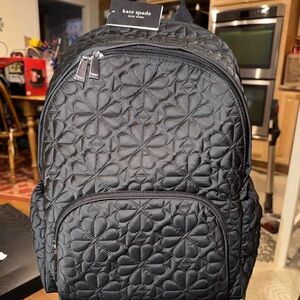 Kate Spade Black Floral Quilted Backpack